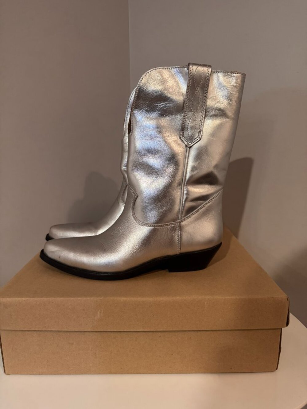 Real leather country Silver boots